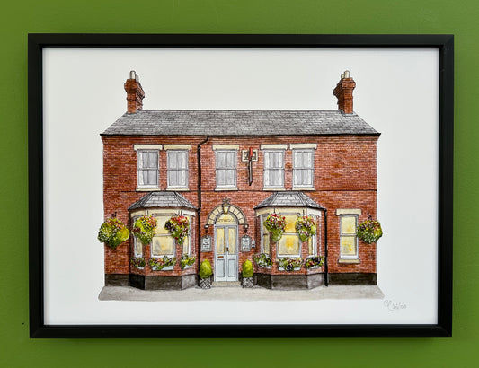A4 print of The Devonshire pub on Dudley Street, Bedford