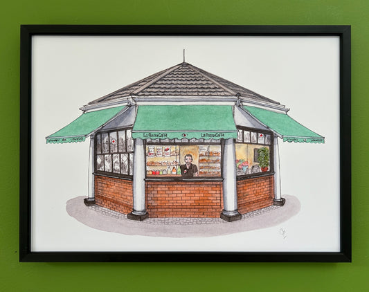 A4 print of La Piazza cafe on St Paul's Square, Bedford