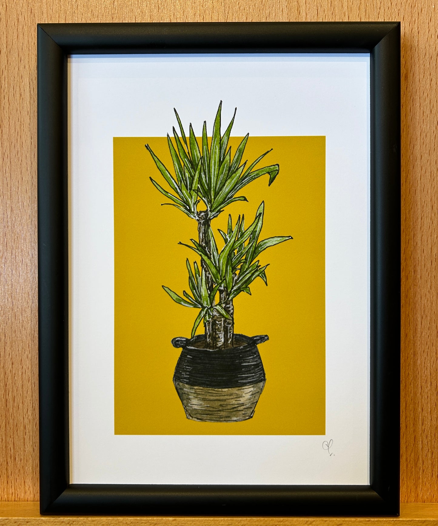 A5 print of a yucca plant on a vibrant yellow background
