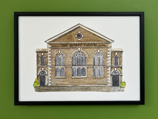 A4 print of The Quarry Theatre on St Peters Street, Bedford