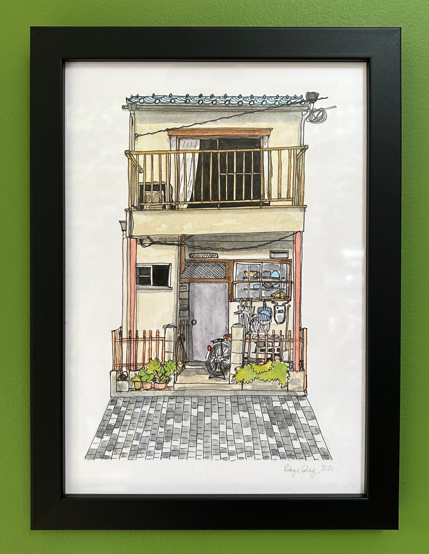 Original A5 watercolour and ink pen illustration of a traditional Japanese house