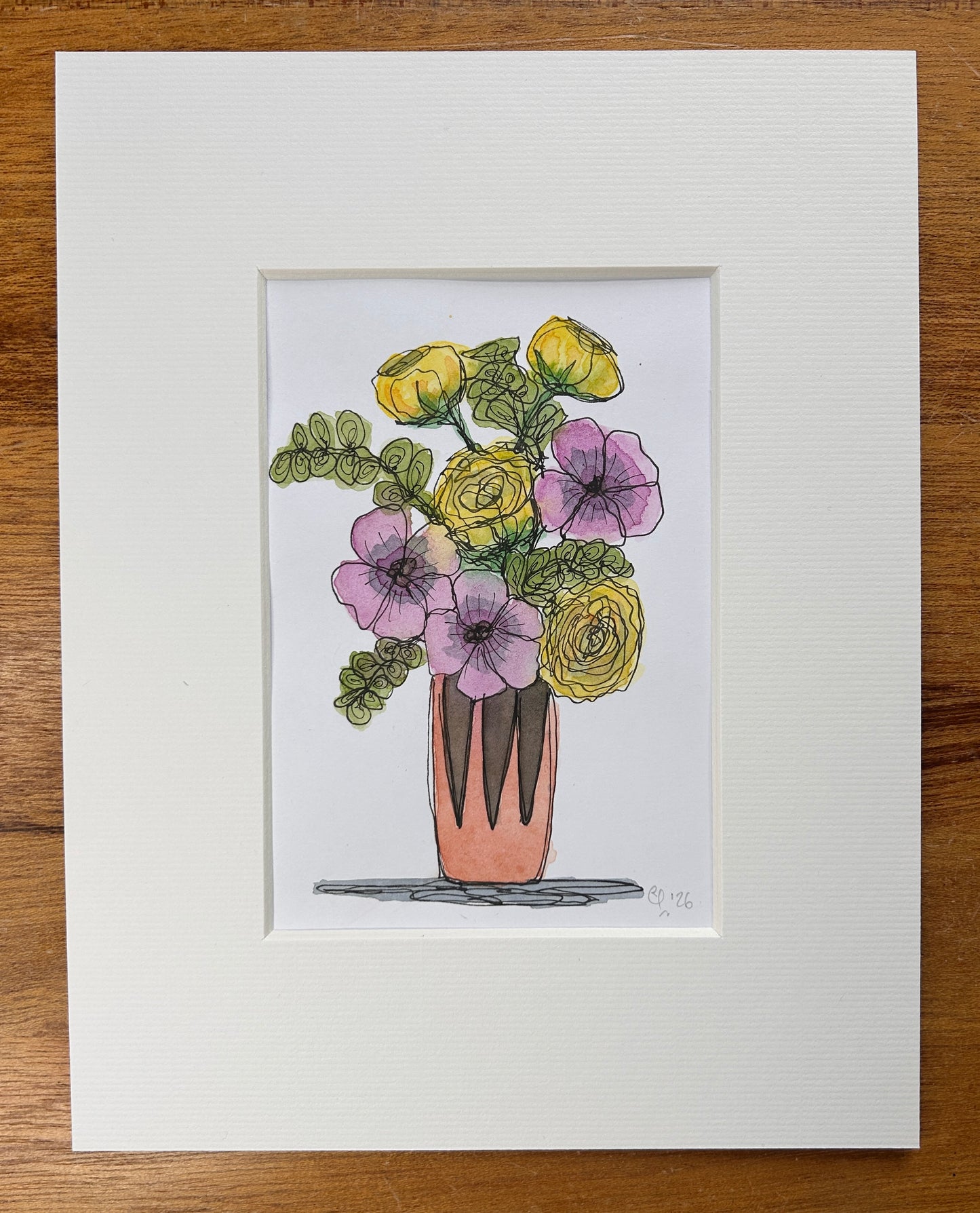 Yellow & Purple Bouquet | A6 mini painting