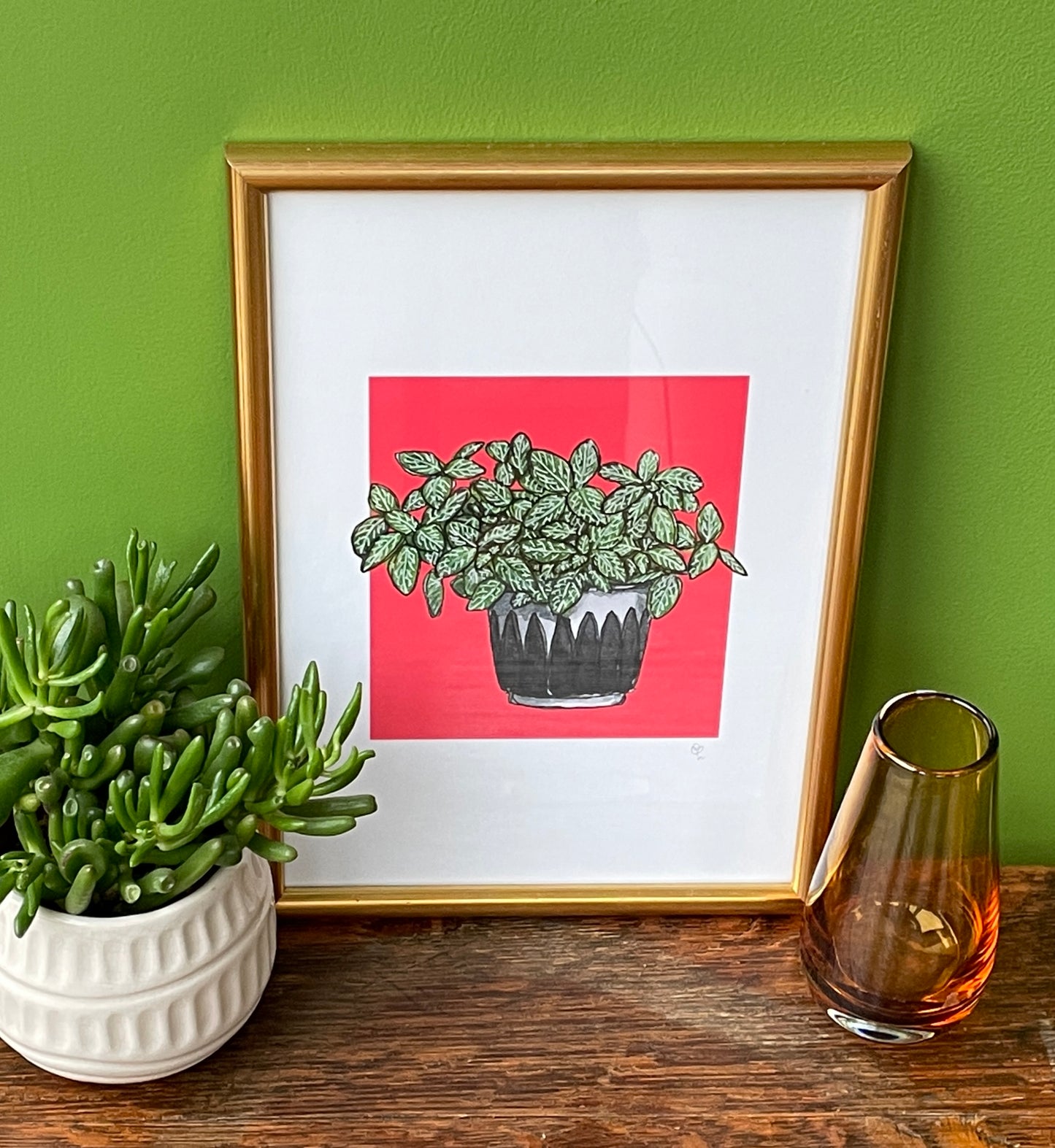 A5 print of a nerve plant on a vibrant pink background
