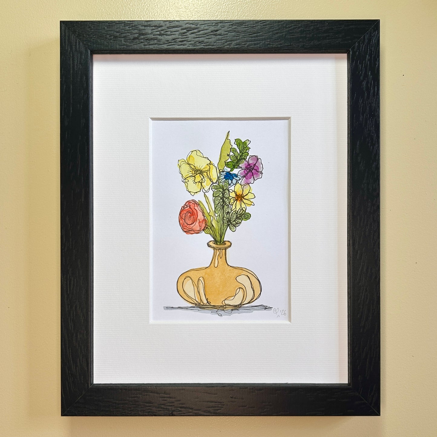 Bouquet in a Yellow Vase | A6 mini painting