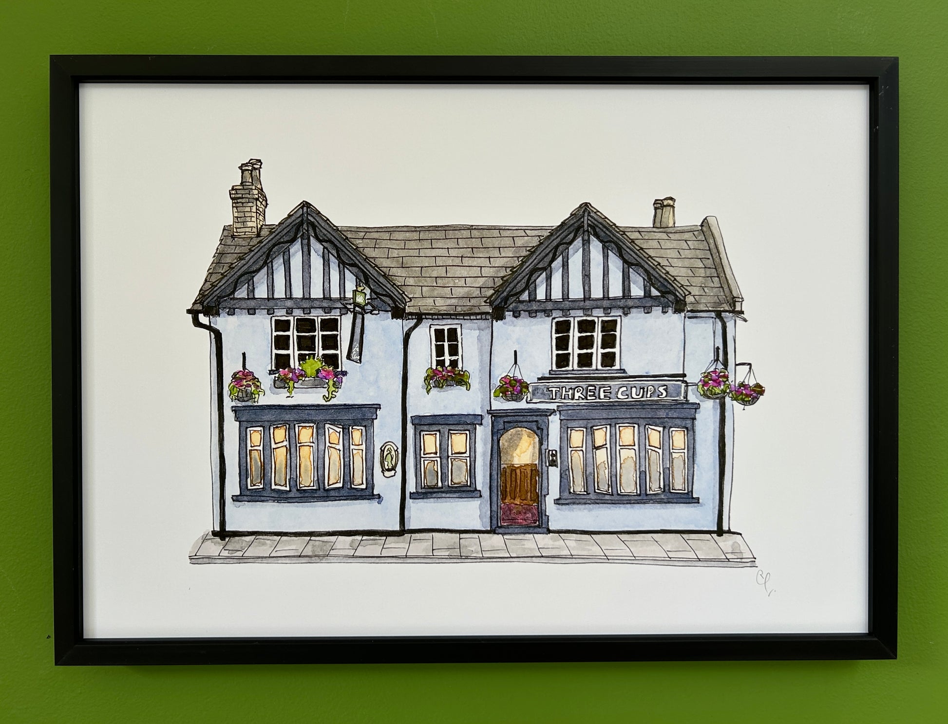 A4 print of The Three Cups on Newnham Street, Bedford