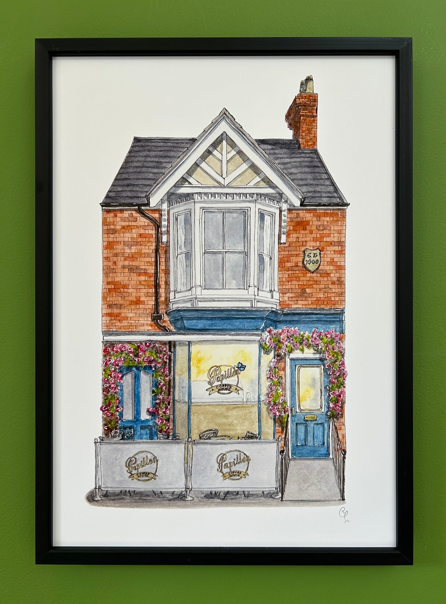 A4 print of Papillon cafe on Castle Road, Bedford