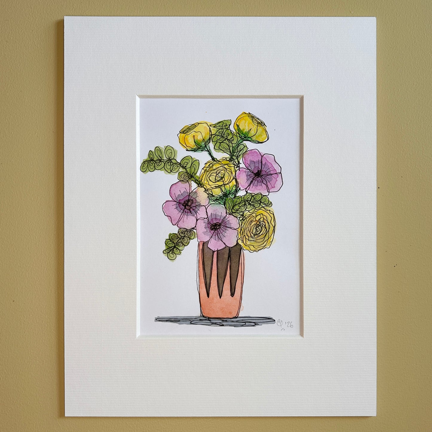 Yellow & Purple Bouquet | A6 mini painting