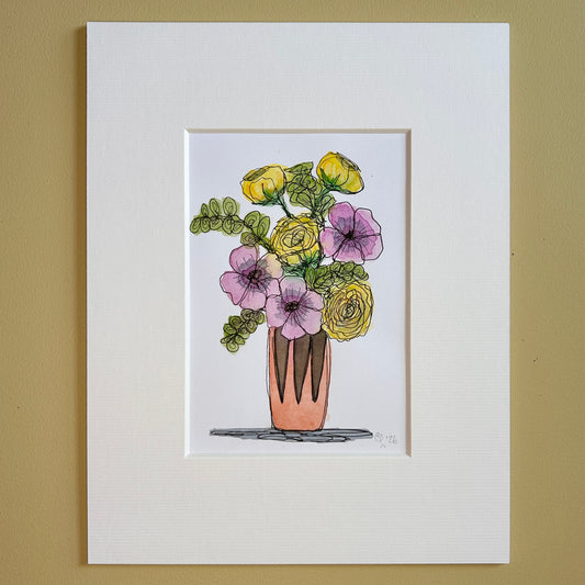 Yellow & Purple Bouquet | A6 mini painting