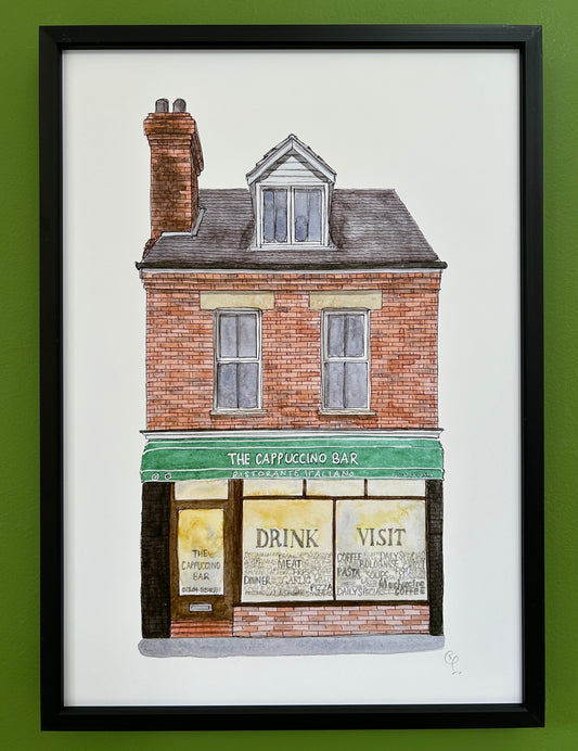 A4 print of the Cappuccino Bar, Bedford