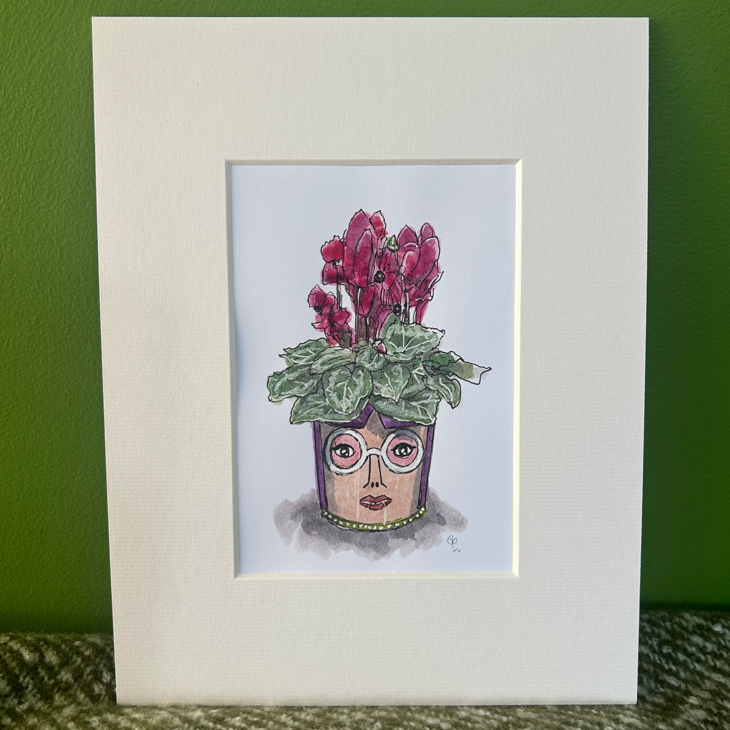 Cyclamen & Purple Hair | A6 mini painting