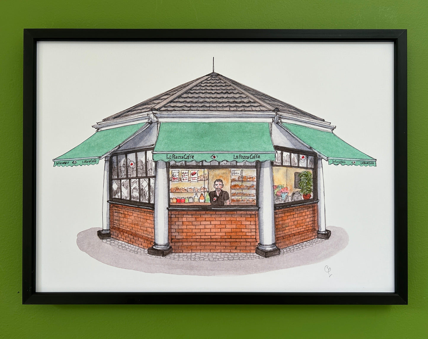 A4 print of La Piazza cafe on St Paul's Square, Bedford