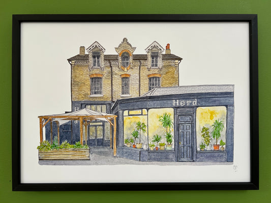 A4 print of Herd on St Cuthberts Street, Bedford