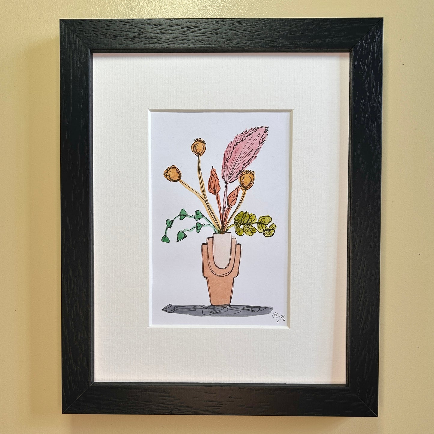 Arrangement in a Peach Vase | A6 mini painting