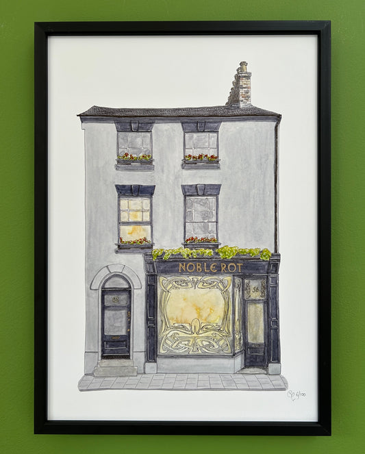 A4 print of Noble Rot on Tavistock Street, Bedford