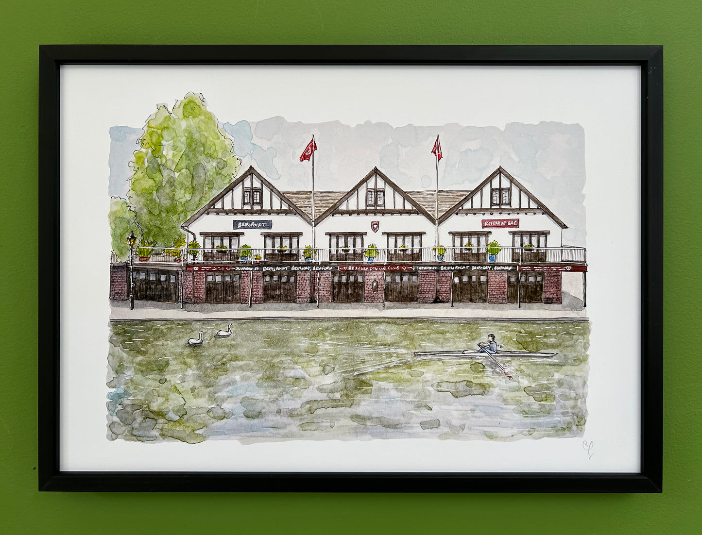 A4 print of Bedford Rowing Club, Bedford