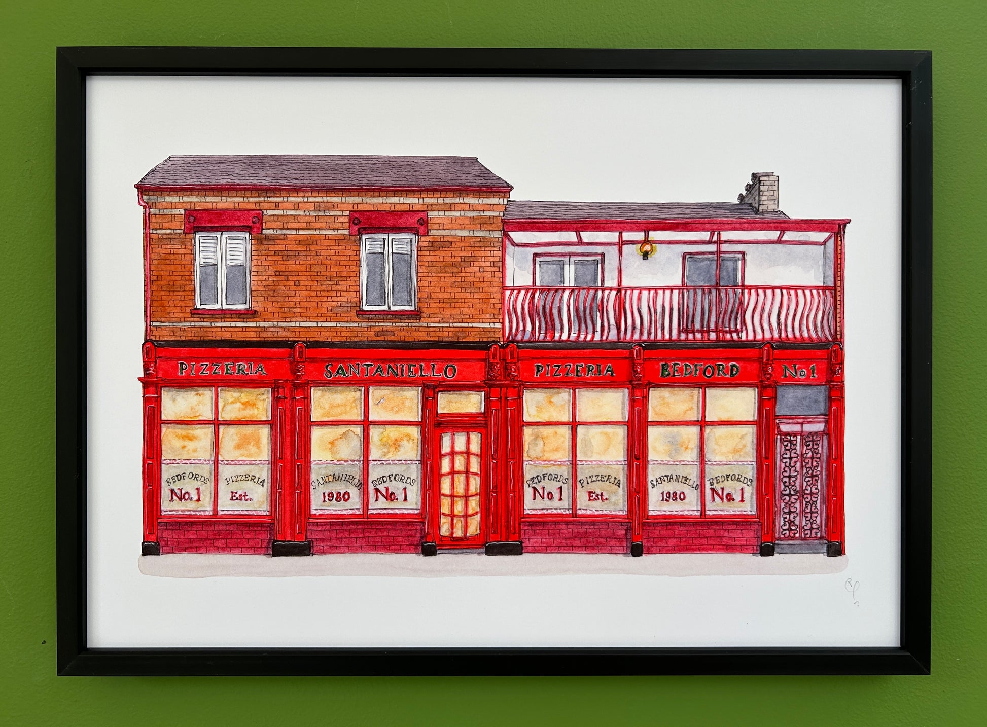 A4 print of Pizzeria Santaniello on Newnham Street, Bedford