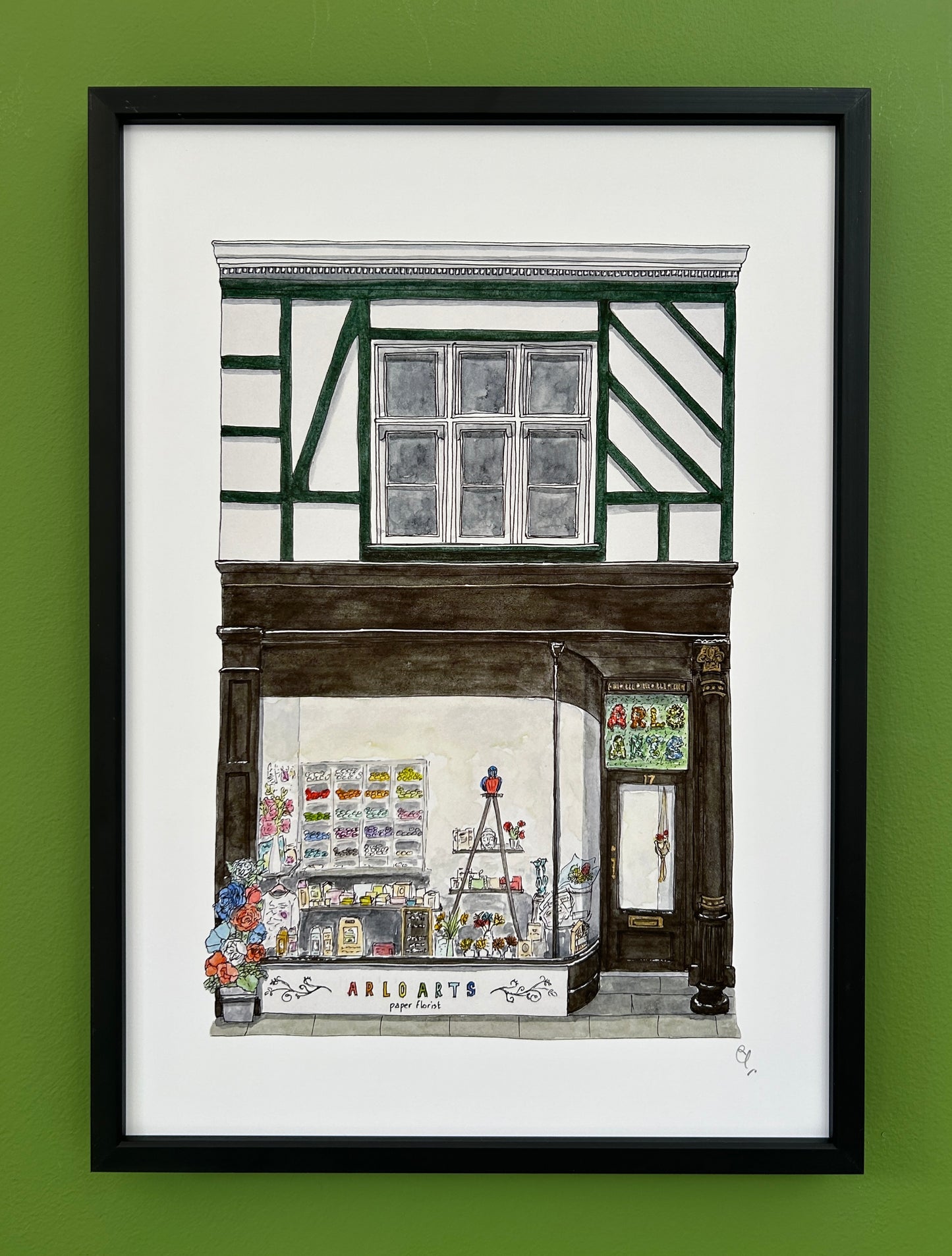 A4 print of Arlo Arts shop front, Bedford