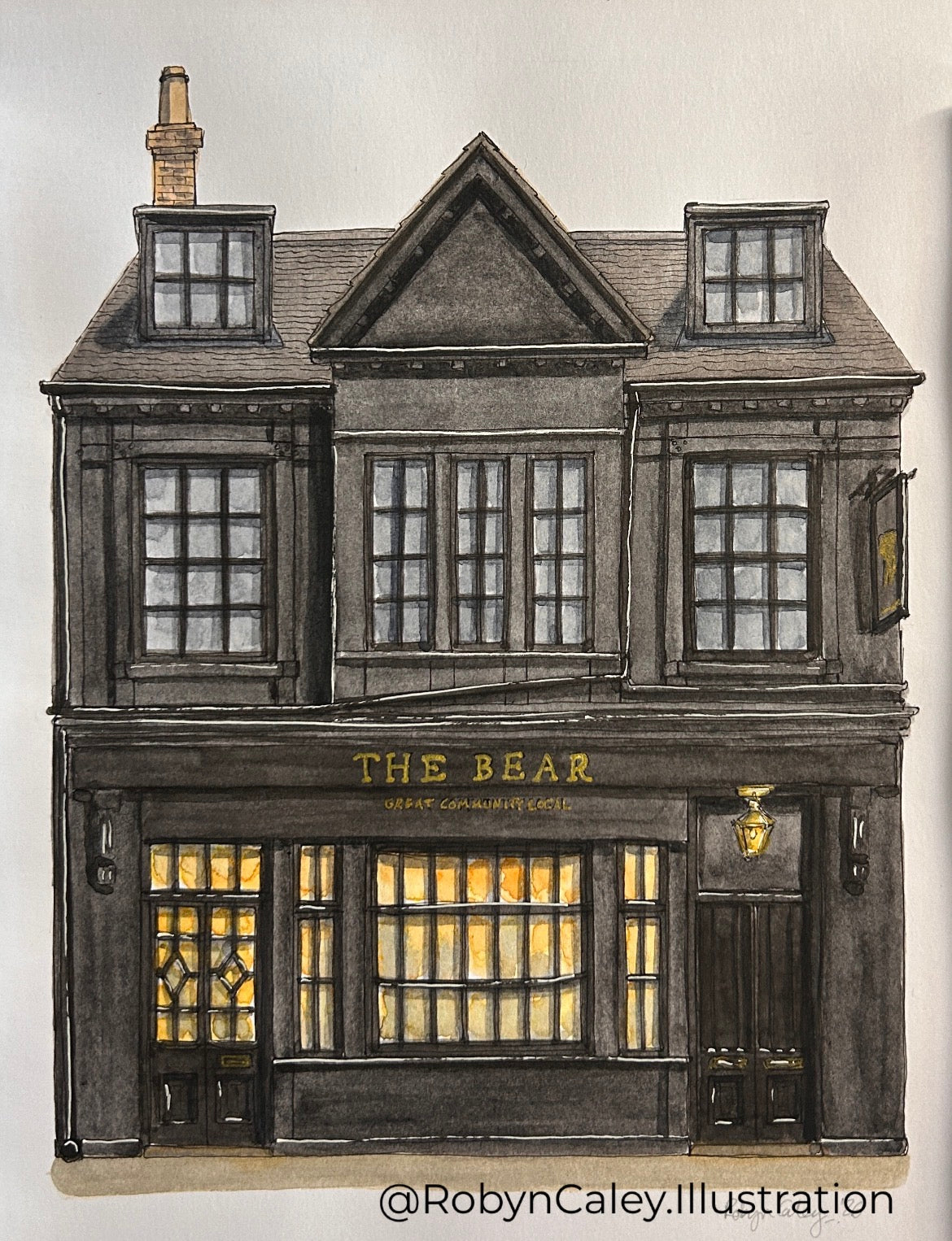 The Bear, Bedford | A4 painting