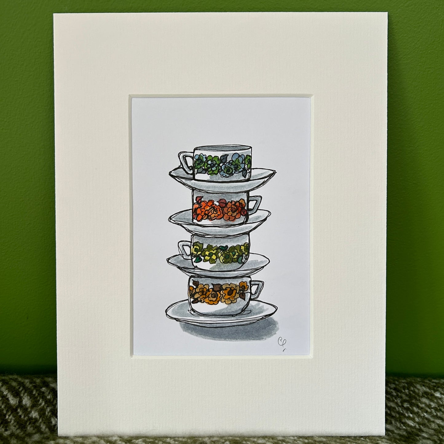 Vintage Acropal Cups & Saucers | A6 mini painting