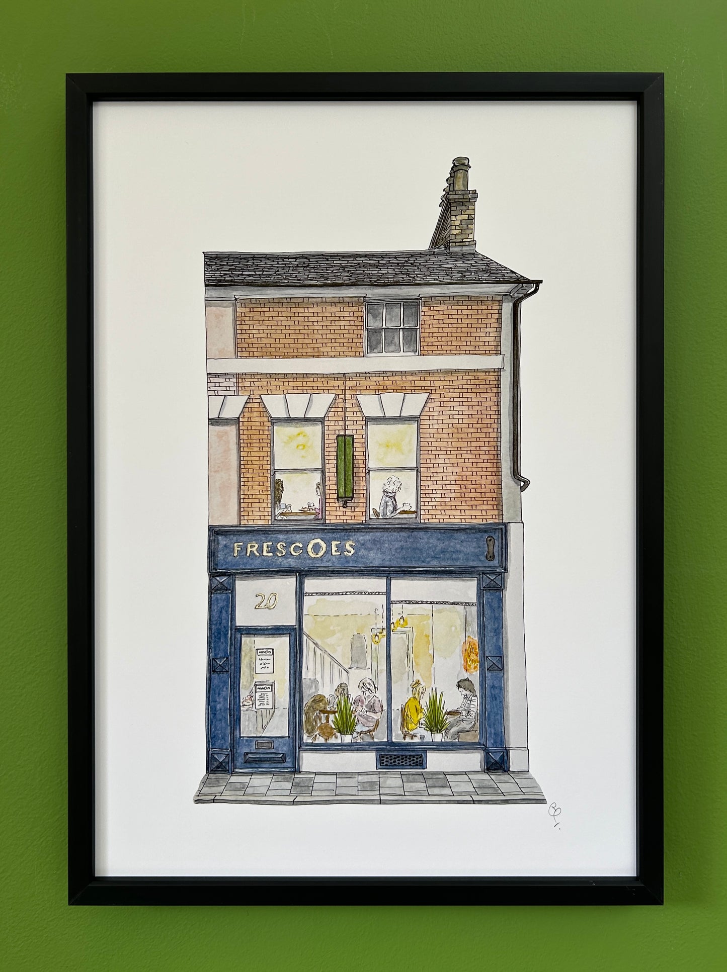 A4 print of Frescoes cafe on Mill Street, Bedford