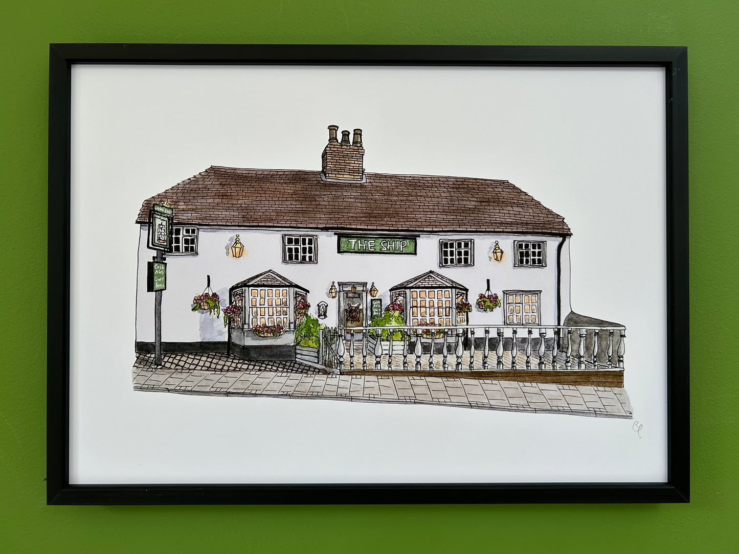 A4 print of The Ship pub on St Cuthberts Street, Bedford