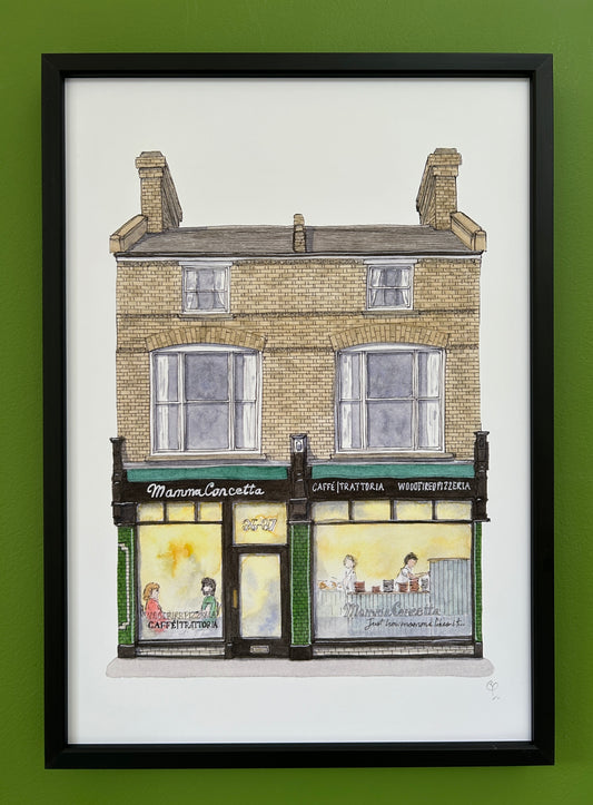 A4 print of Mamma Concetta Italian restaurant on Harpur Street, Bedford