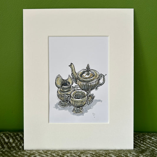 Vintage Silver Holloware | A6 mini painting