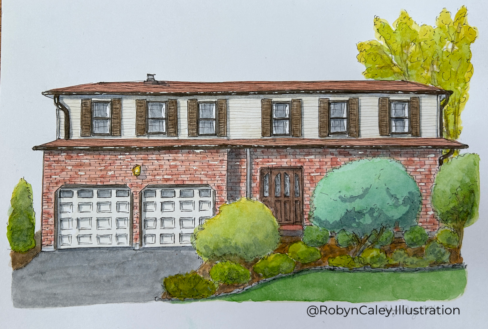 A5 house portrait painting of a lovely Florida home