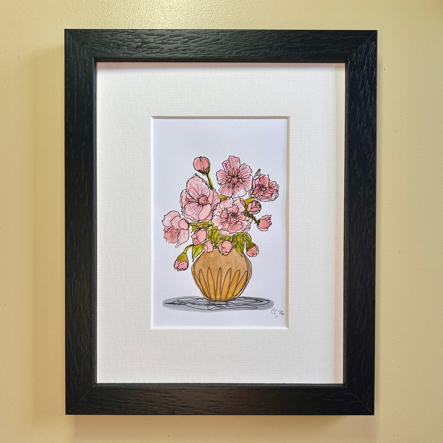 Wild Poppies in an Earthenware Vase | A6 mini painting