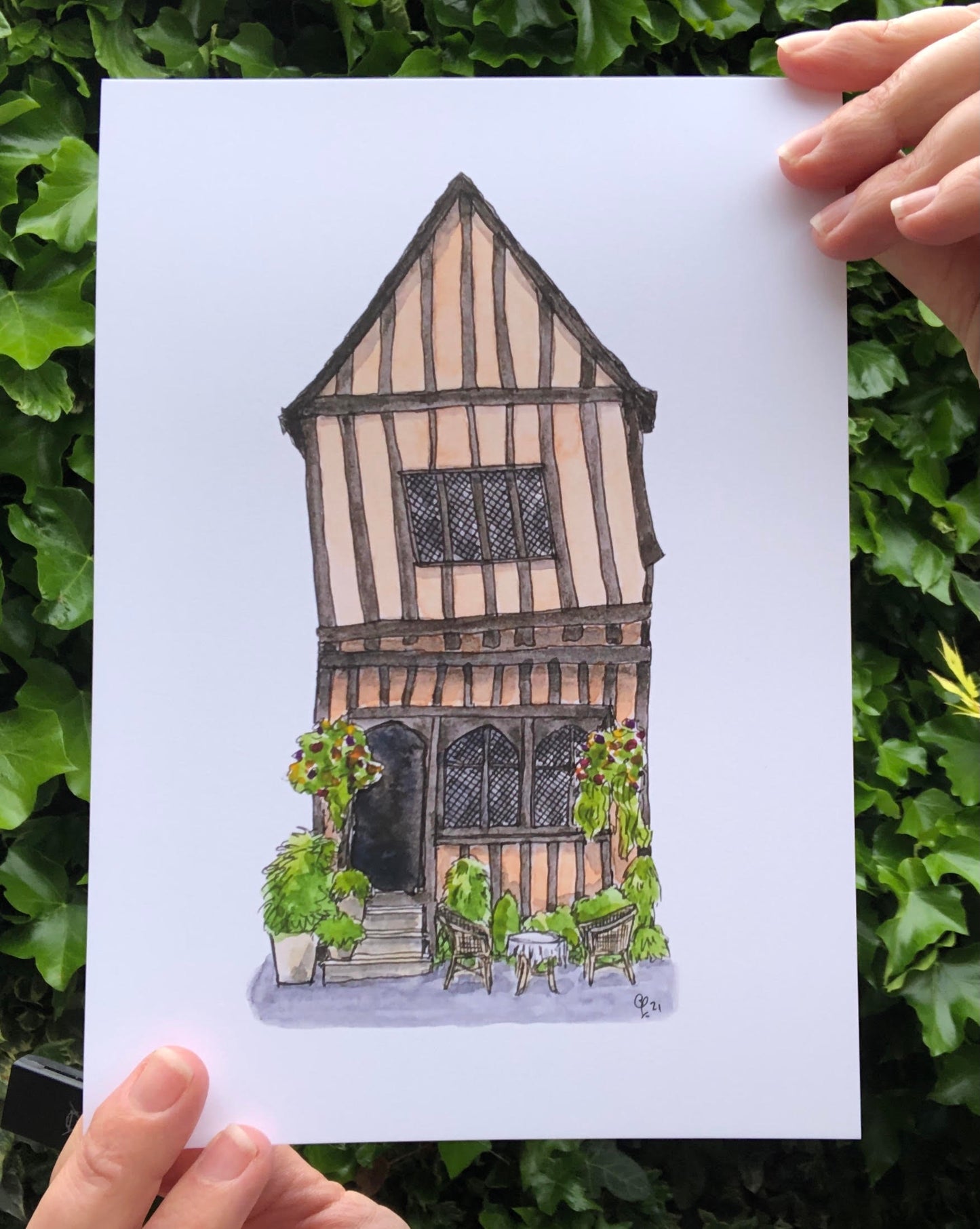 A5 print of Crooked House in Lavenham