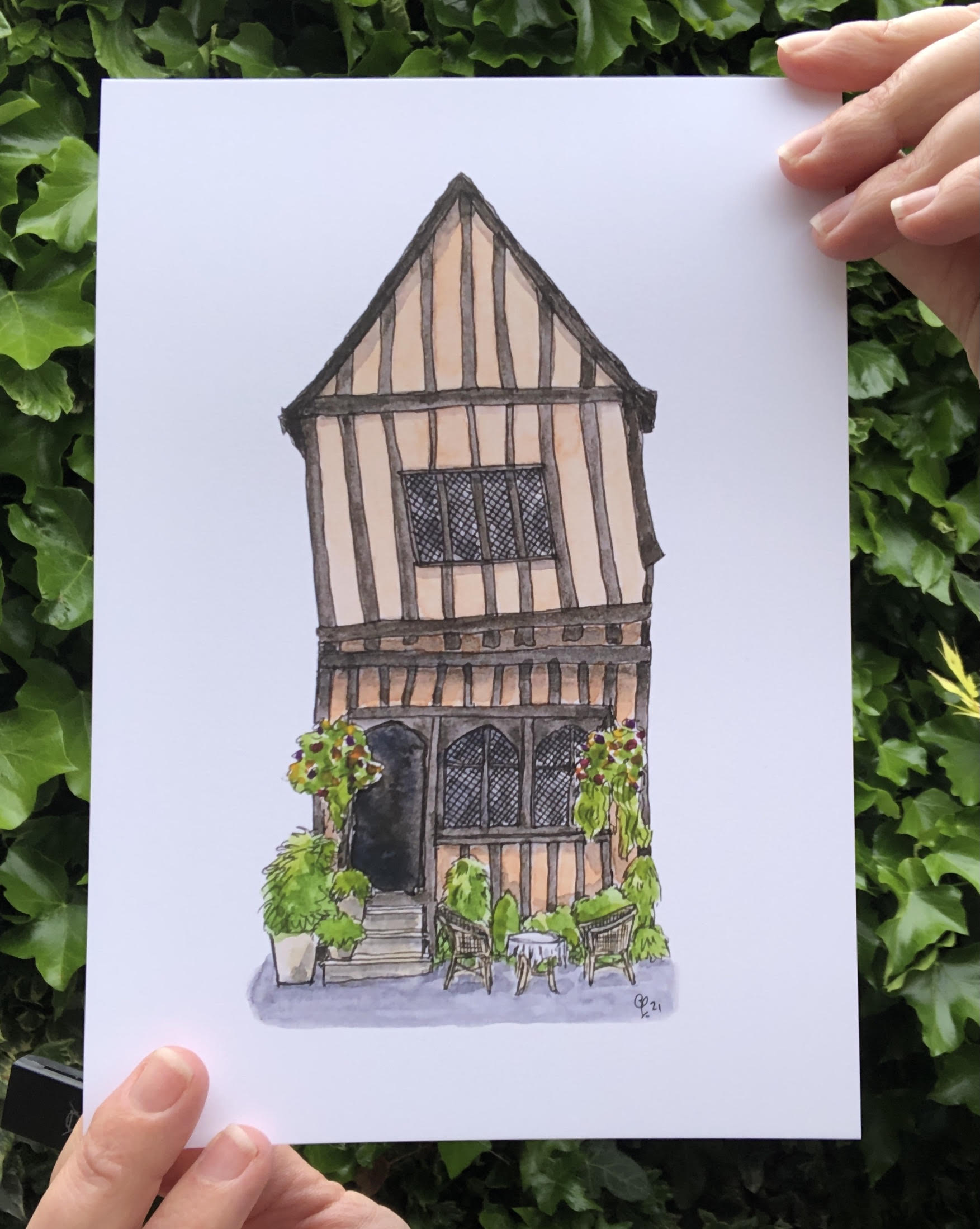 A5 print of Crooked House in Lavenham