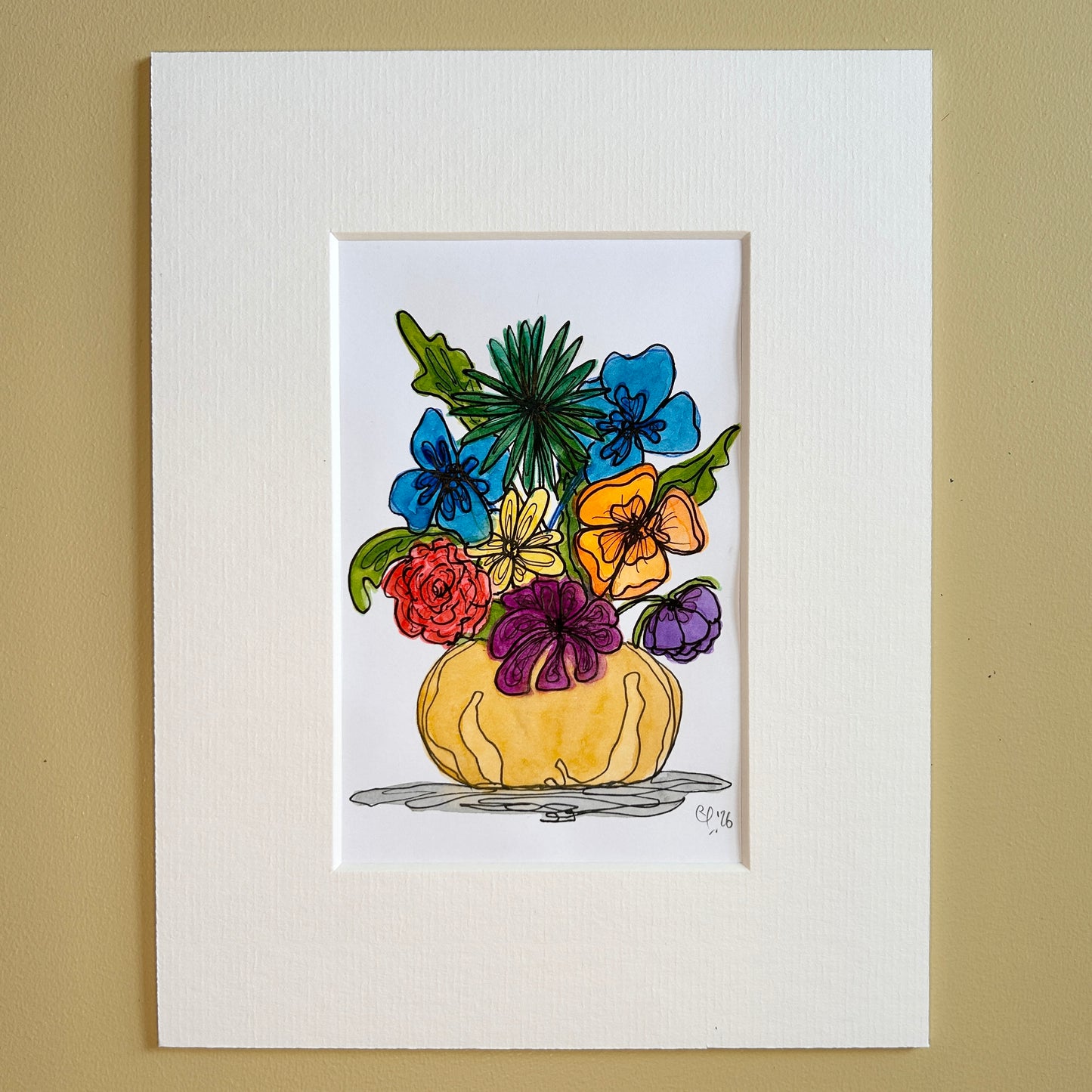 Multicoloured Bouquet | A6 mini painting