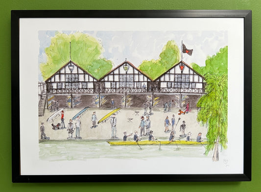 A4 print of Bedford Schools Boathouse, Bedford