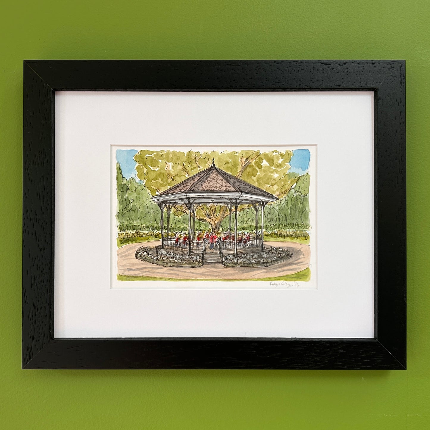 Bedford Embankment Bandstand | A6 mini painting