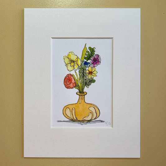 Bouquet in a Yellow Vase | A6 mini painting