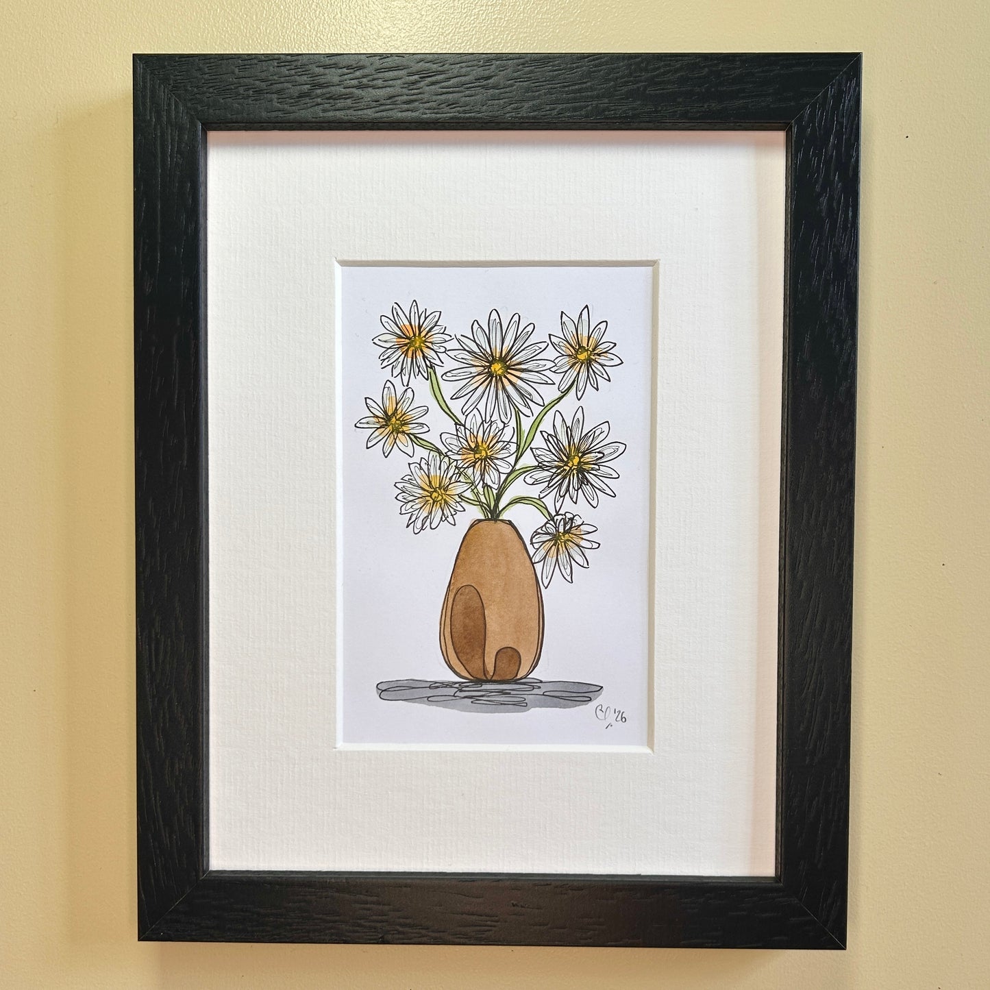 Daisies in a Wooden Vase | A6 mini painting