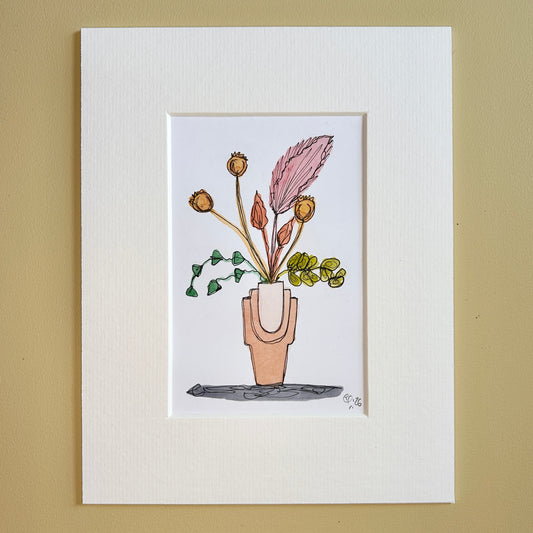 Arrangement in a Peach Vase | A6 mini painting