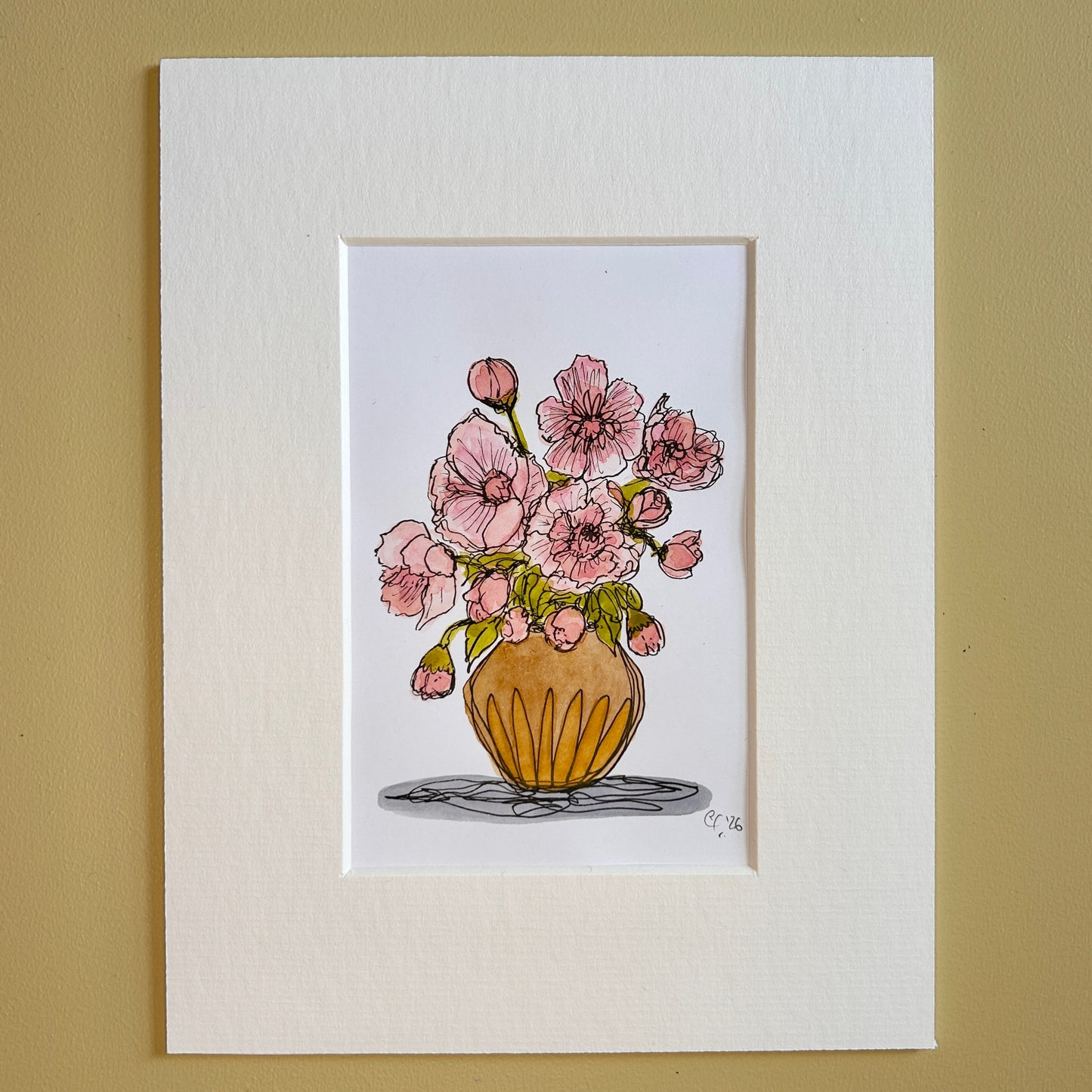 Wild Poppies in an Earthenware Vase | A6 mini painting