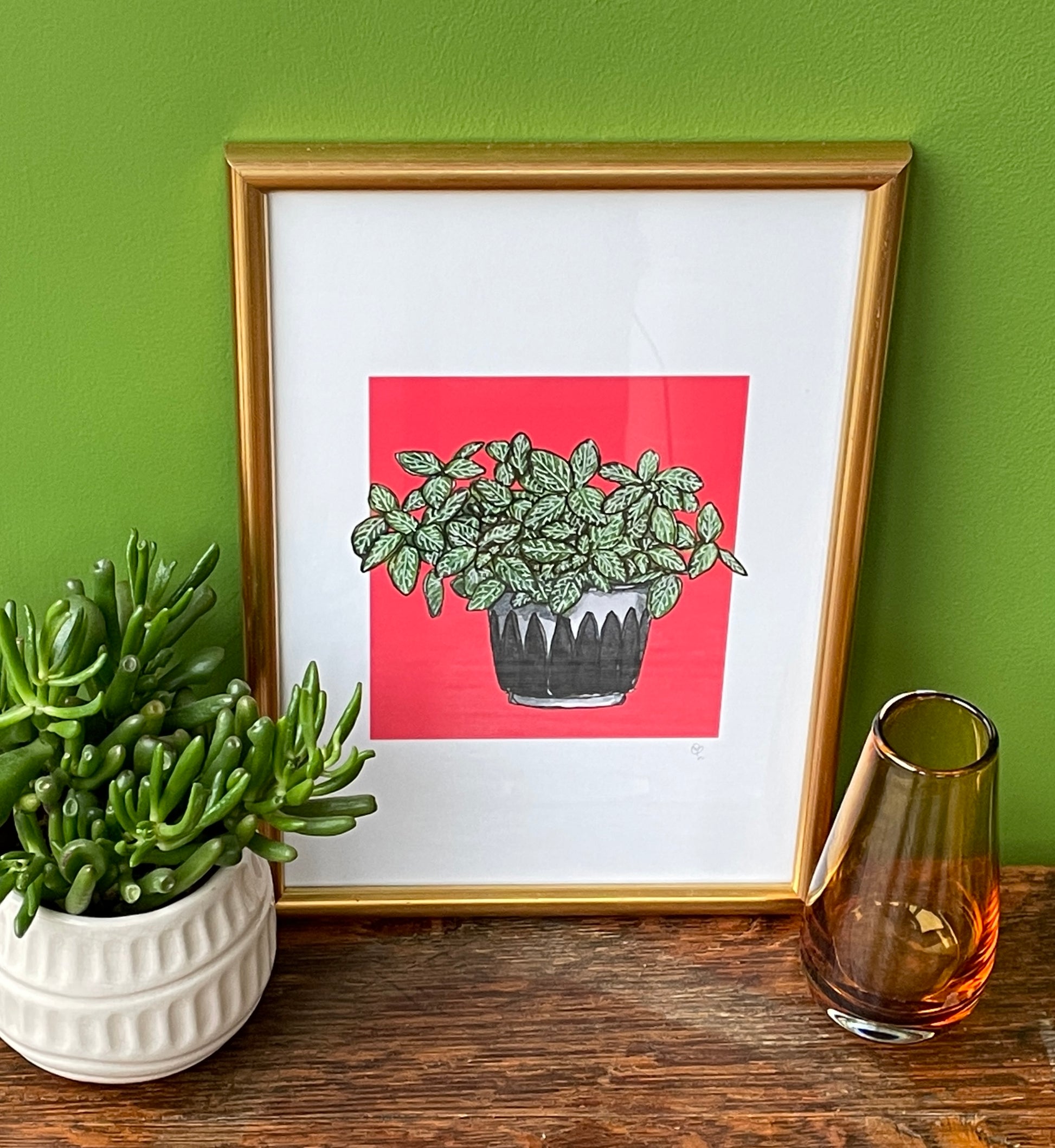 A5 print of a nerve plant on a vibrant pink background 