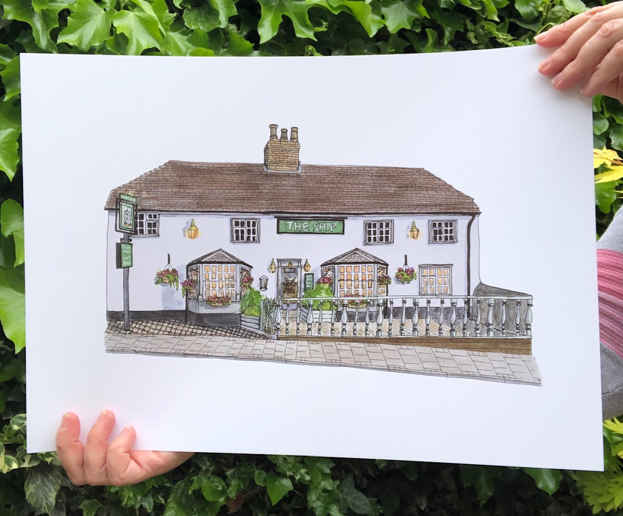 A3 print of The Ship pub on St Cuthberts Street, Bedford