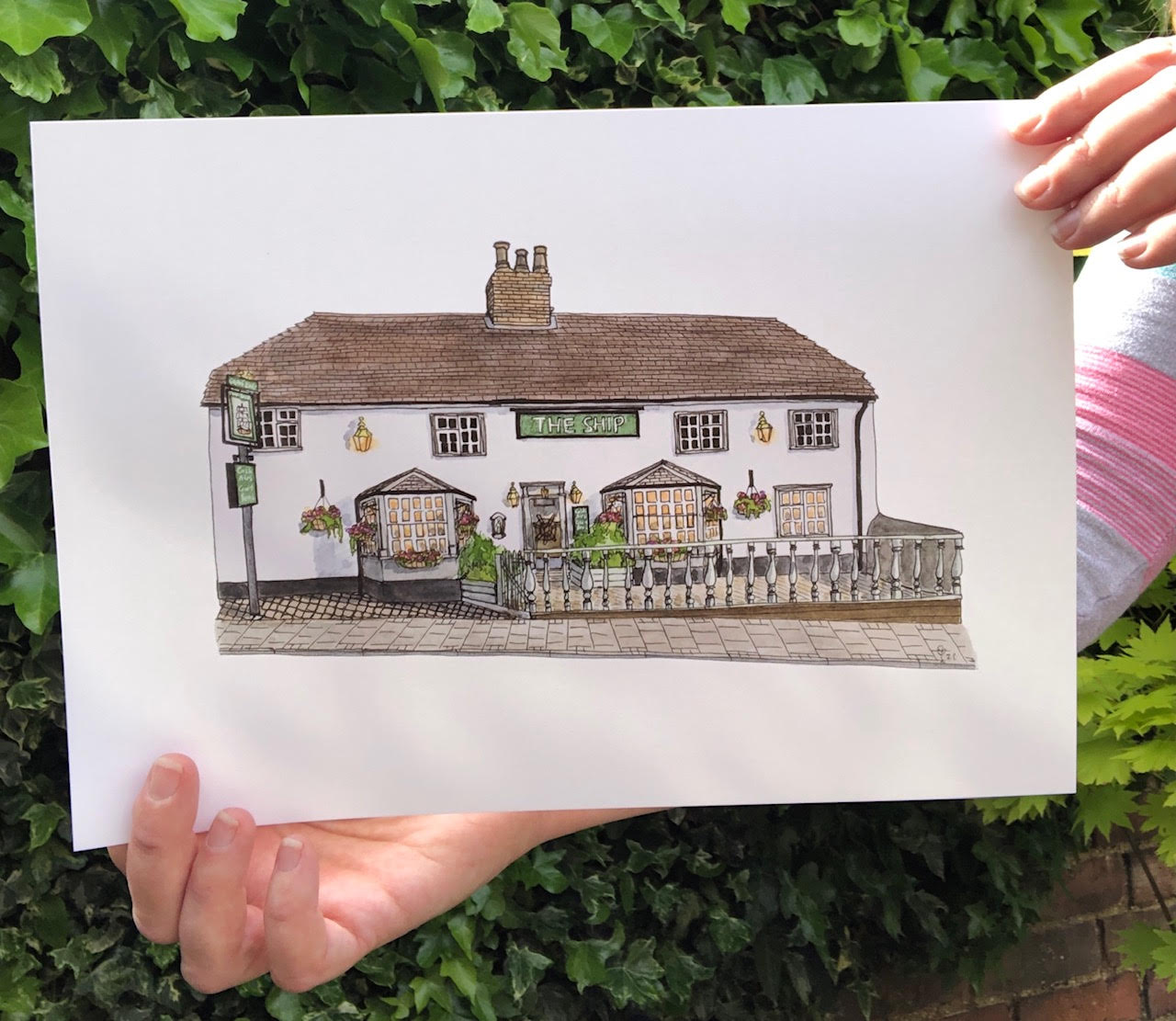 A4 print of The Ship pub on St Cuthberts Street, Bedford